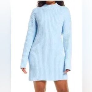 BP Light Blue Long Sleeve Ribbed Dress